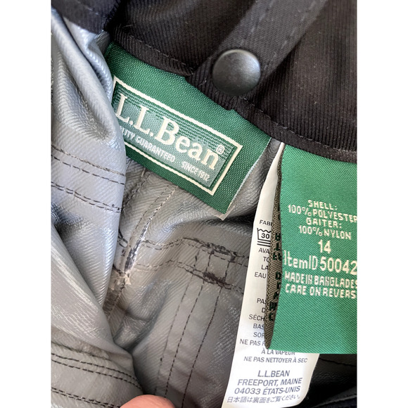 L.L.Bean kids snow pants shell black sz 14 TEK gator & zipper at hem unisex - Picture 7 of 11